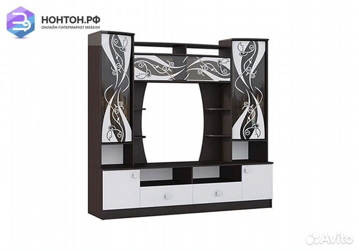 Стенка Женева New белый глянец / венге