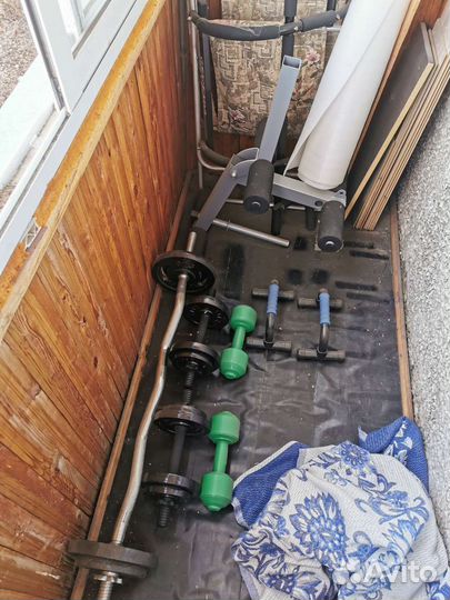 Гриф з-образный, гантели разборные с блинами