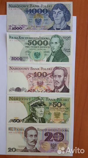 Банкноты Польша 20, 100, 1000 злотых UNC/VF