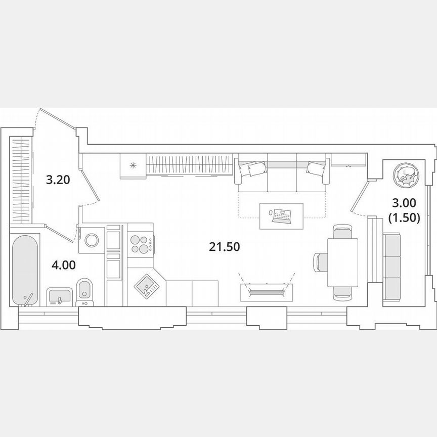 Квартира-студия, 30,2 м², 3/13 эт.
