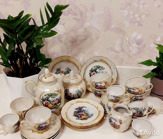 Чайно кофейный сервиз дулево +6 тарелок мадонна