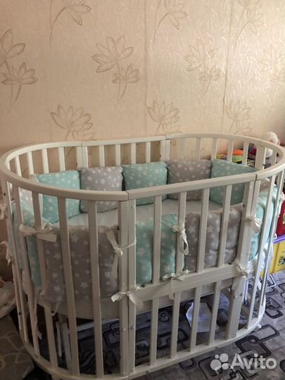 Детская кроватка трансформер круглая с маятником