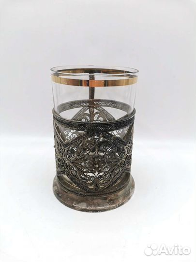 Подстаканник с стаканом Мельхиор Скань кхи СССР