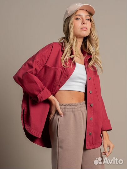 Джинсовая рубашка куртка оверсайз