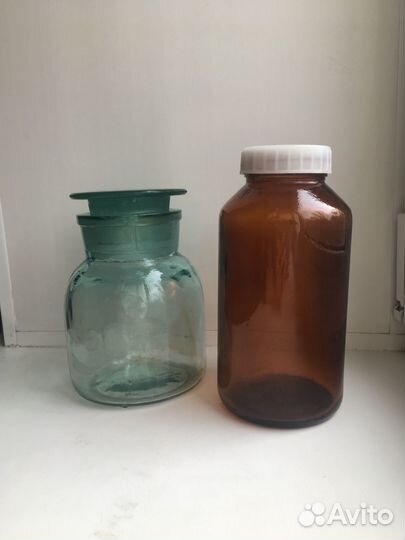 Штанглас, лабораторные, бутыль, крышки стекло СССР