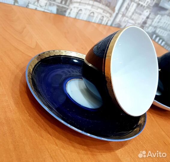 Чайная пара лфз (ссср) Кобальт, позолота фарфор