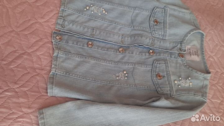 Джинсовый пиджак для девочки 6-8 лет