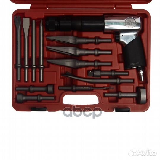 Пневмозубило с набором зубил, 15 предметов