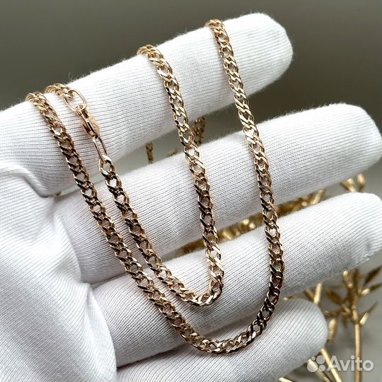 Новая золотая цепь Ромб Адамас алмазная грань