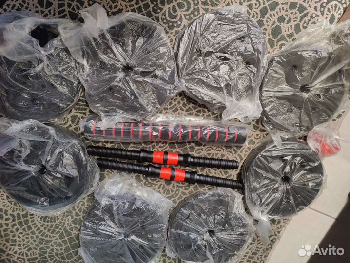 Гантели 25 кг новые(2 шт по 12 кг+гриф для штанги)