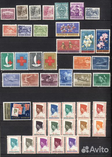 Чистые** марки Индонезии 1953-2000