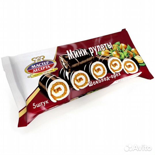 Рулеты бисквитные с шоколадно-ореховым кремом 175г