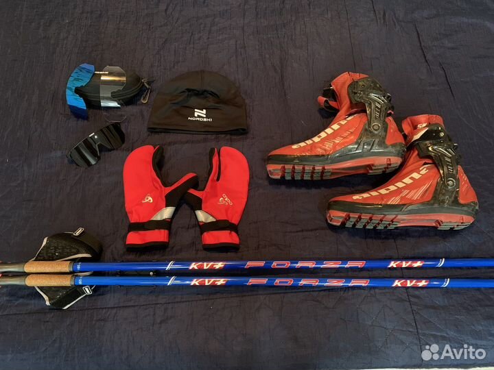 Палки kv+, очки bliz, перчатки odlo, шапка