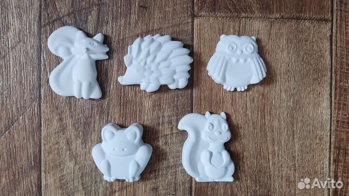 Гипсовые фигурки -звери,машинки, цветы и т д