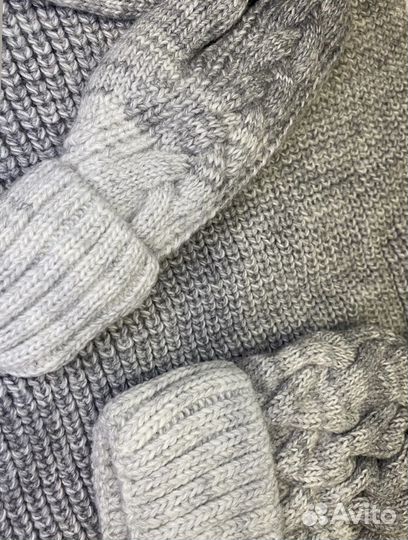 Вязанный комплект:шапка,снуд,варежки