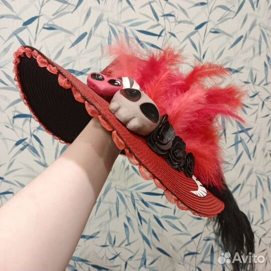 Косплей на Рози отель хазбин шляпа, парик и ткань