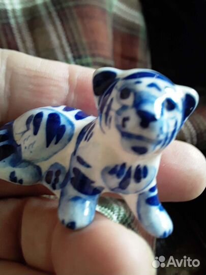 Гжель Тигренок фарфоровый