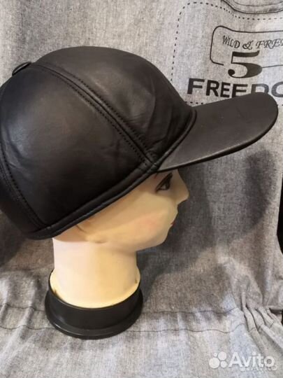 Мужская кепка кожаная
