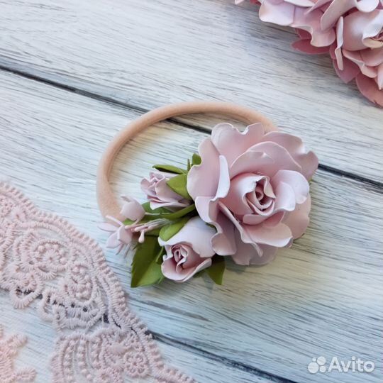 Бантики ободок повязка с цветами