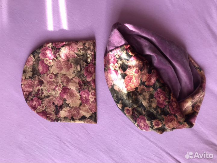 Женская шапка и снуд, велюр