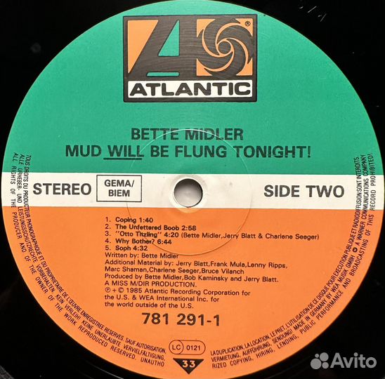 Bette Midler – Mud Will Be Flung Tonight (1985г)