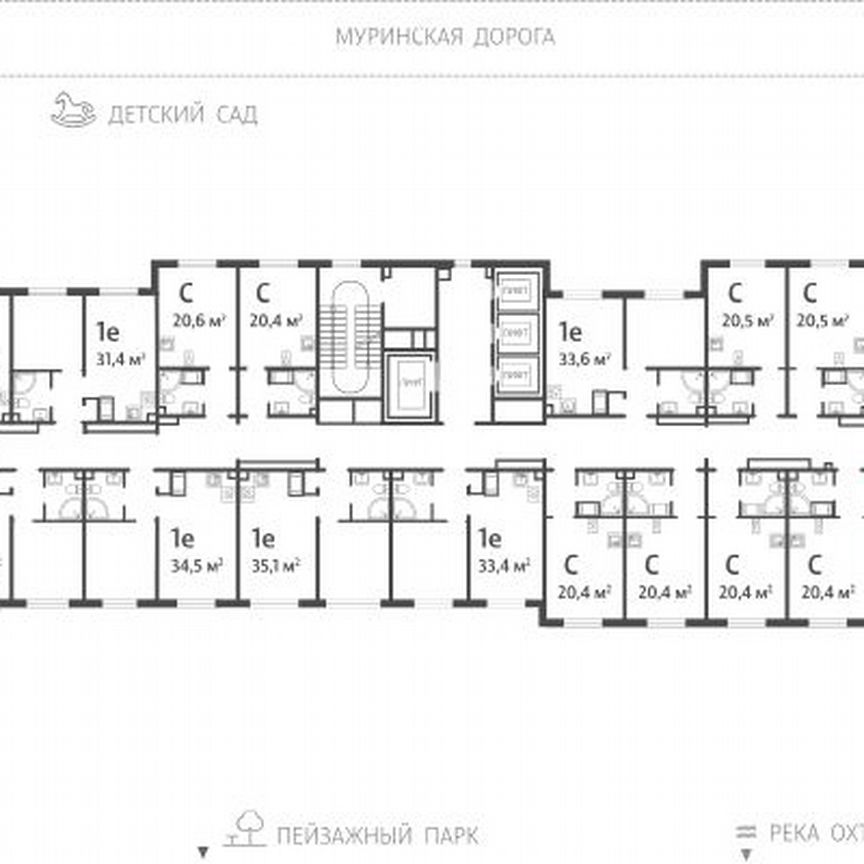 1-к. квартира, 34,8 м², 21/22 эт.