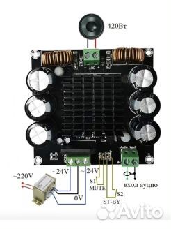 Встраиваемый одноканальный усилитель D-класса