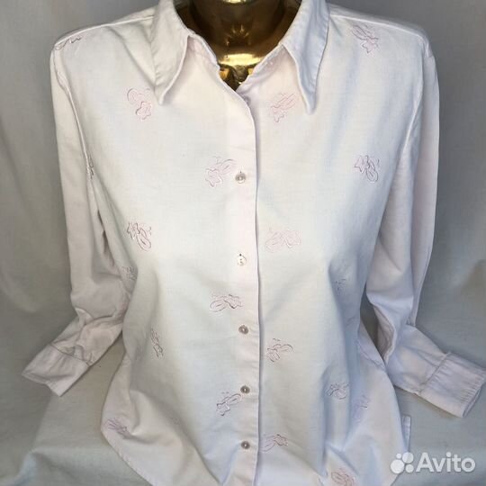 Рубашка из микровельвета нежно-розовая 44-46