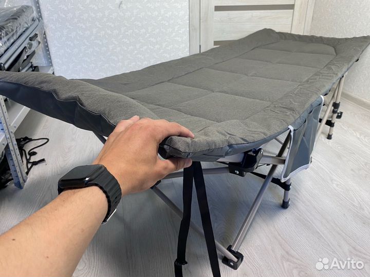 Раскладушка для рыбалки с матрасом усиленная