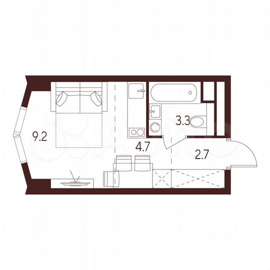 Квартира-студия, 19,9 м², 3/28 эт.
