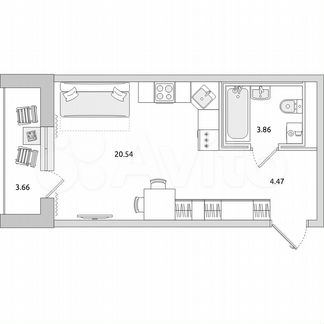 Квартира-студия, 32,5 м², 6/21 эт.