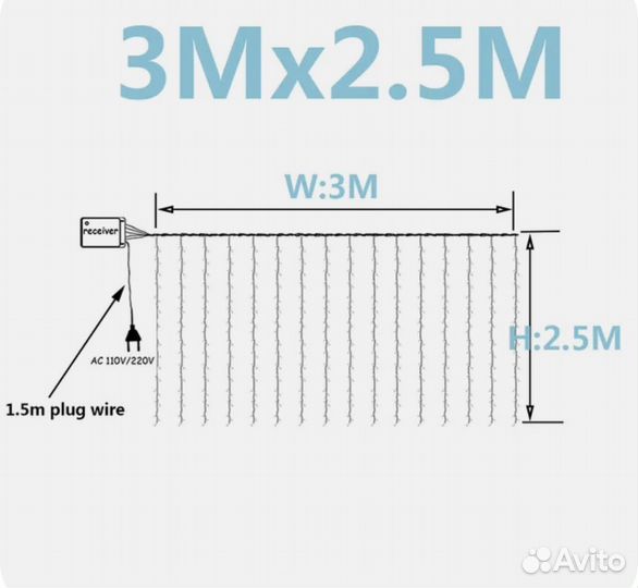 Гирлянда штора 3х2