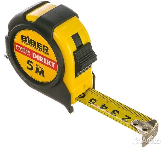 Рулетка (обрезиненный корпус, 5 м х 19 мм) Biber D