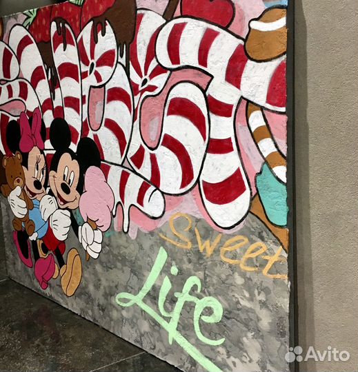 Sweet Life большая картина граффити поп арт, акрил