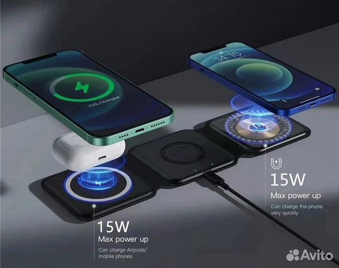 Беспроводная зарядка Apple MagSafe 3 в 1 30W