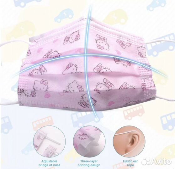 Маски одноразовые Hello Kitty