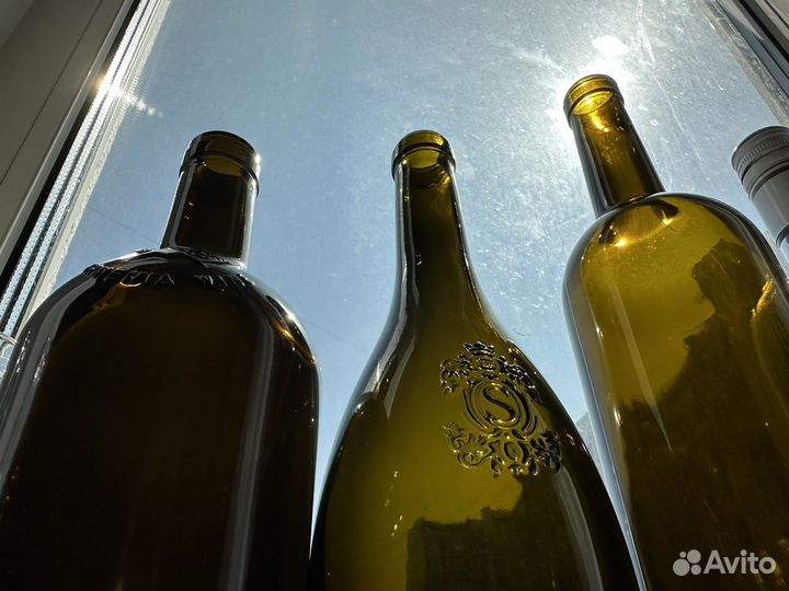 Стеклянные винные бутылки баночки аптечные