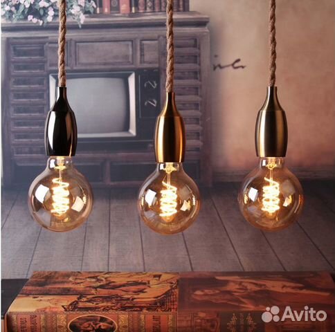 Светильник подвесной лофт на верёвке