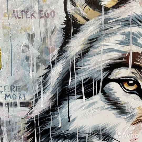 Современная картина, Волк, Хищник, 80х80см