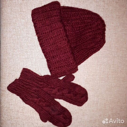 Шапка варежки комплект из мохера