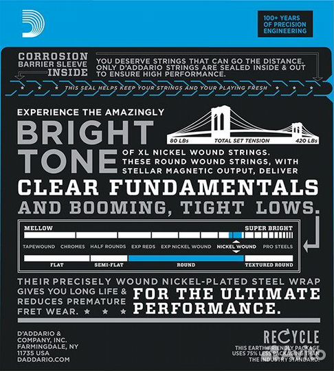 DAddario EXL165 45-105 струны для бас гитары