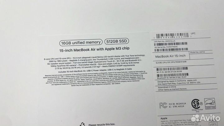 Macbook Air 15 M3 16/512GB сша/рус