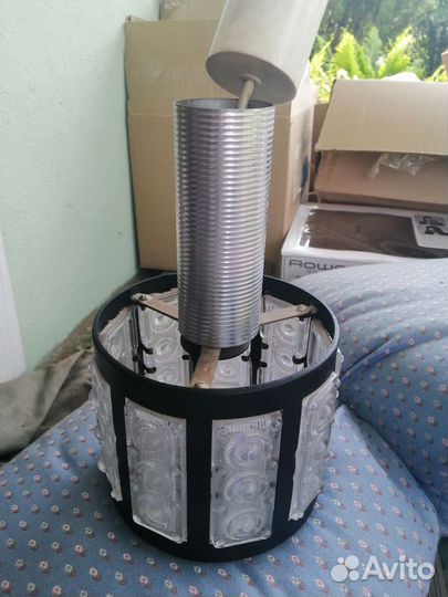 Лампа с плафоном винтаж СССР металл стекло