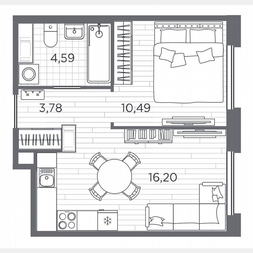 1-к. квартира, 35,1 м², 4/5 эт.