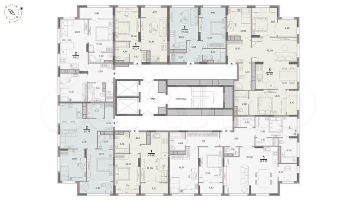 2-к. квартира, 69,1 м², 23/25 эт.