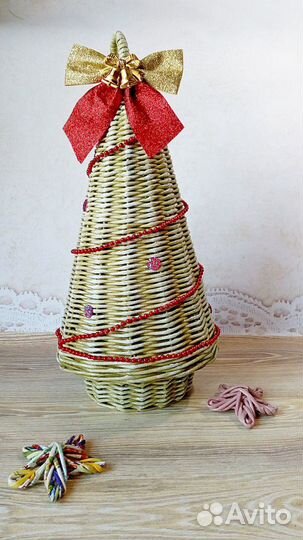 Плетеная корзинка елочка