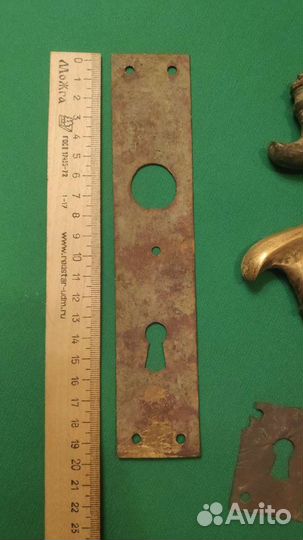 Старинные латунные ручки,задвижка, кран дверные