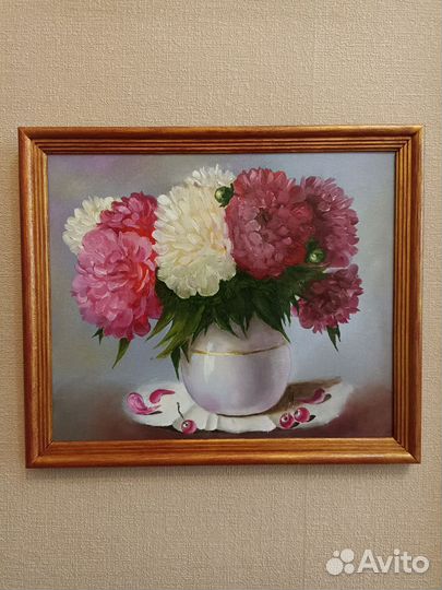 Картина маслом пионы