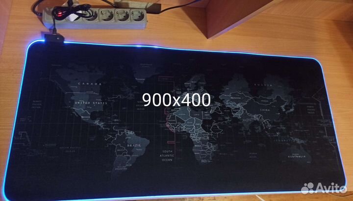 Большой игровой коврик для мыши с RGB карта мира