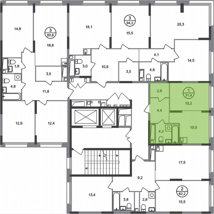 1-к. квартира, 31,4 м², 6/17 эт.